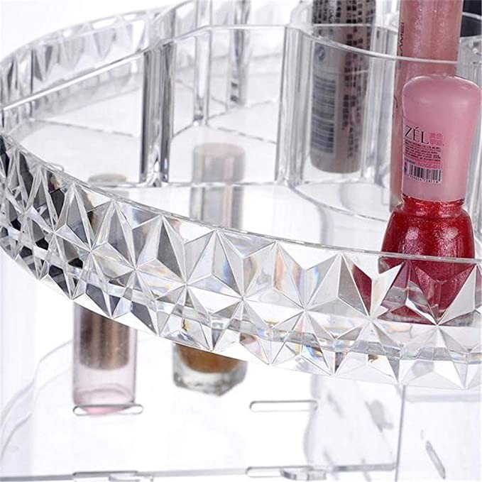 Belleashy Boîte De Rangement Cosmétique Organisateur De Maquillage 360 ​​Degrés De Rotation Réglable Cosmétiques Ecran Etanche Support Crystal Clear Pour La Commode (Color : Clear, Size : M)