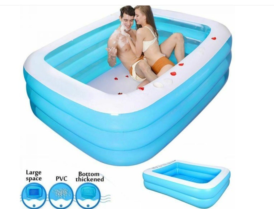 Piscine Familiale Gonflable Rectangulaire de Grande Taille (388x200x68cm) Sans Fil