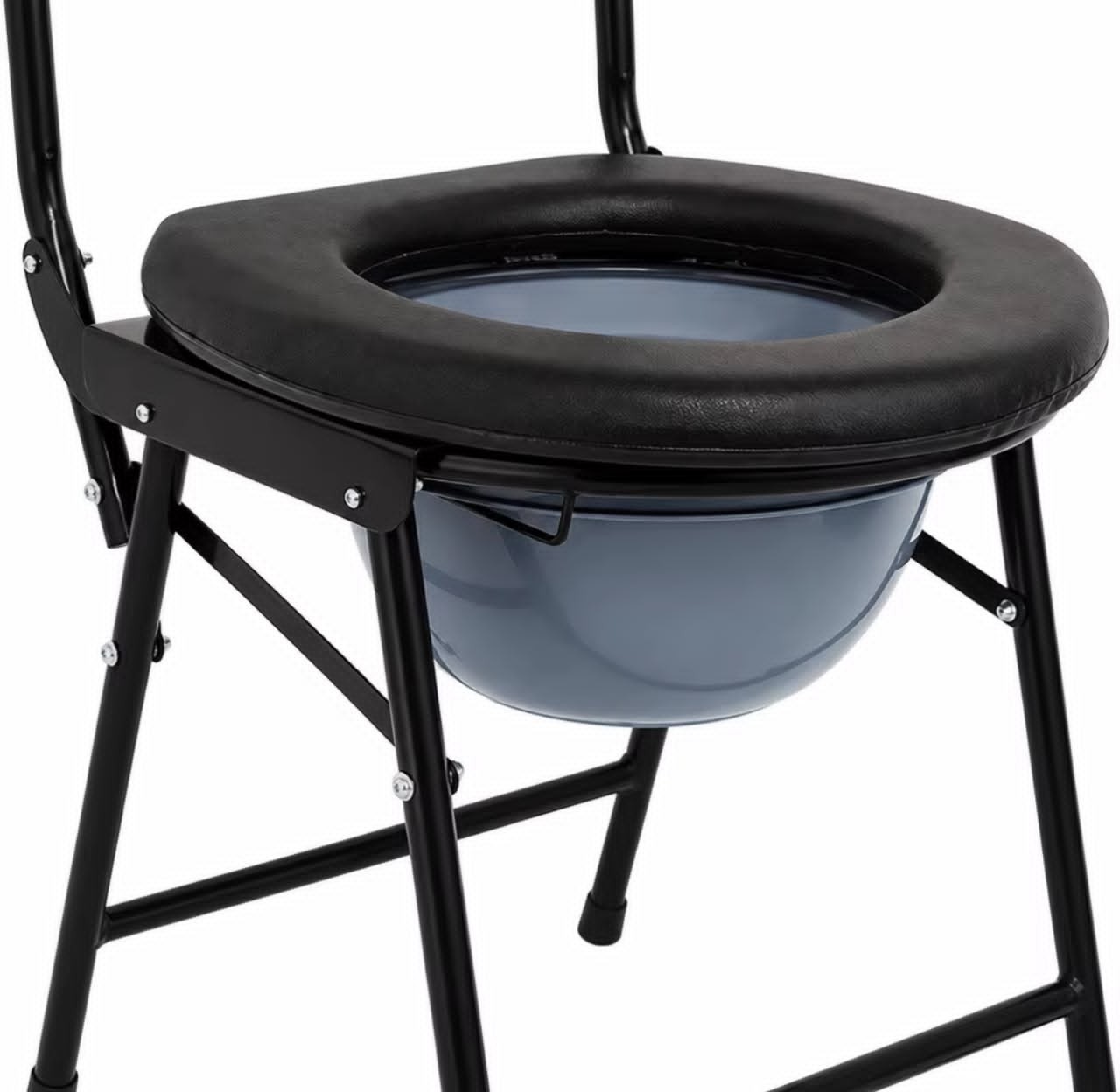 Chaise percée pliable – Siège de toilette robuste avec design étanche, seau et couvercle pour salle de bain