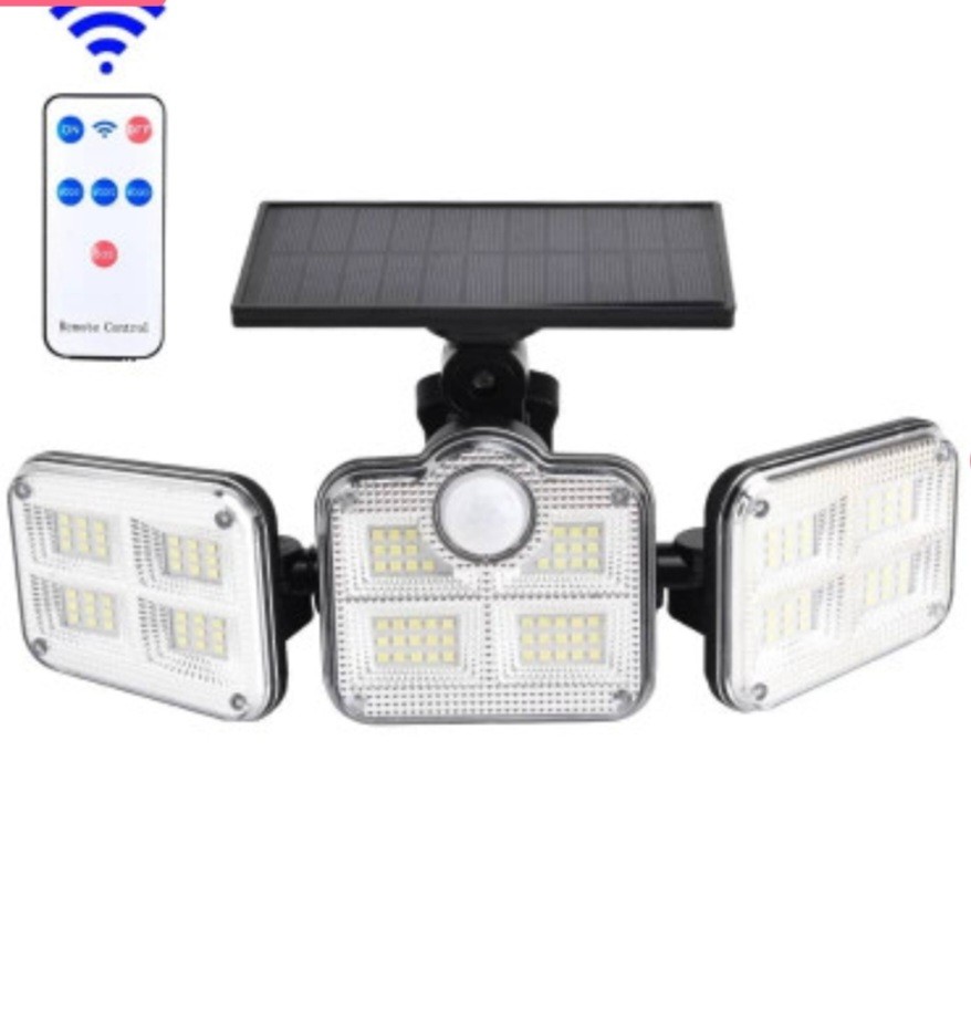 Lampadaire extérieur murale rotative avec capteur solaire et télécommande, éclairage