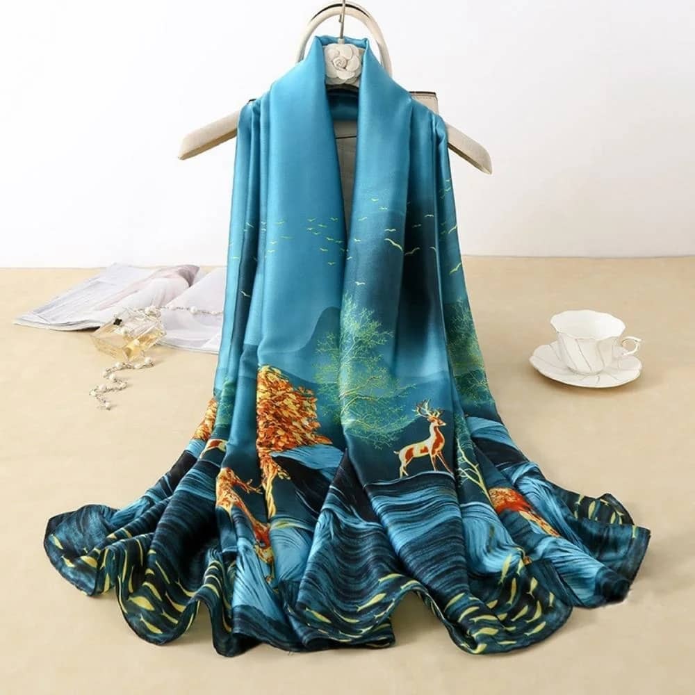 Foulard En Soie, Dimension 180*90 Jolie À Voir Pour Les Femmes