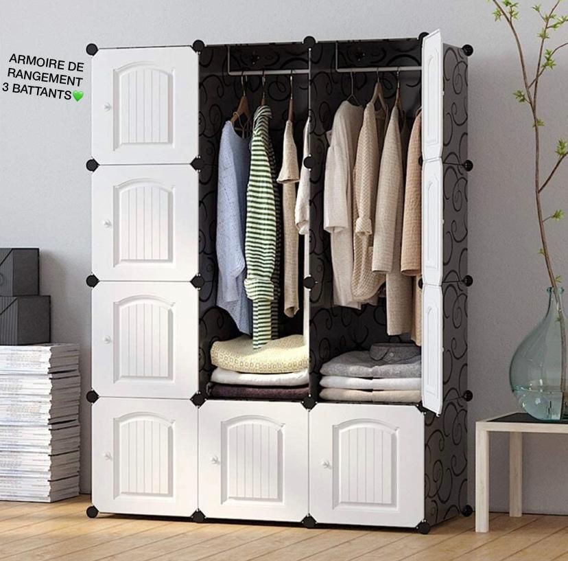 Cube Étagères De Rangement En Plastique -Design Armoire De Rangement Multifonctionnelle Avec Tige De Suspension