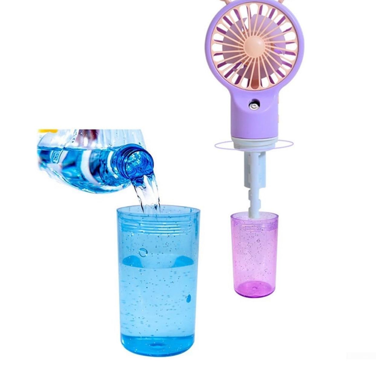 Ventilateur portable avec Brumisateur réglables par USB - Ventilateur personnel électrique à piles intégrées pour la maison, la chambre, l'école, le bureau, les voyages en plein air