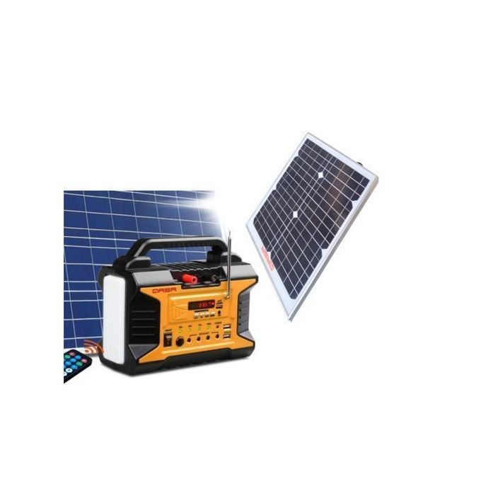 Générateur portable à énergie solaire Qasa avec radio FM et torche + panneau