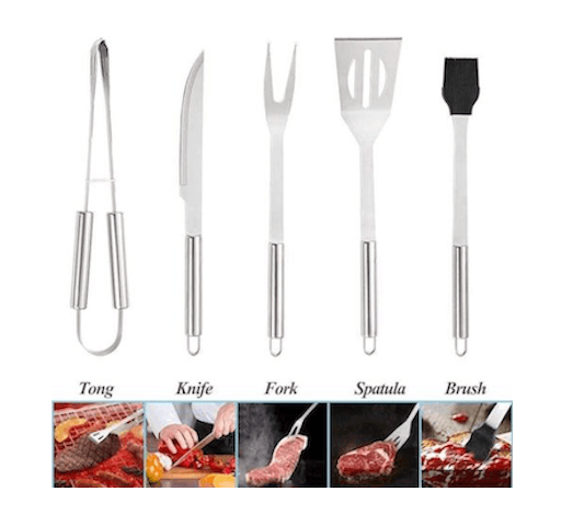 Barbecue Set 5 Pieces Accessoires Gril en Acier