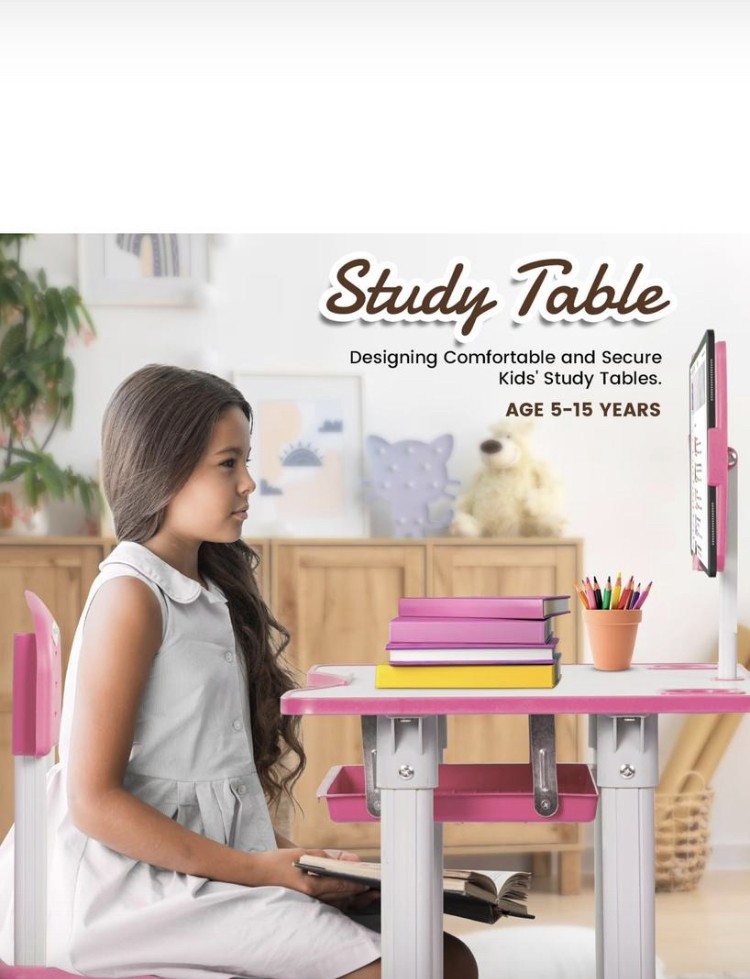 Ensemble de Table d'étude et chaise pour enfants, bureau de travail ergonomique réglable en hauteur pour filles et garçons