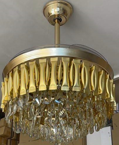 lustre cristal dore a garniture aplati