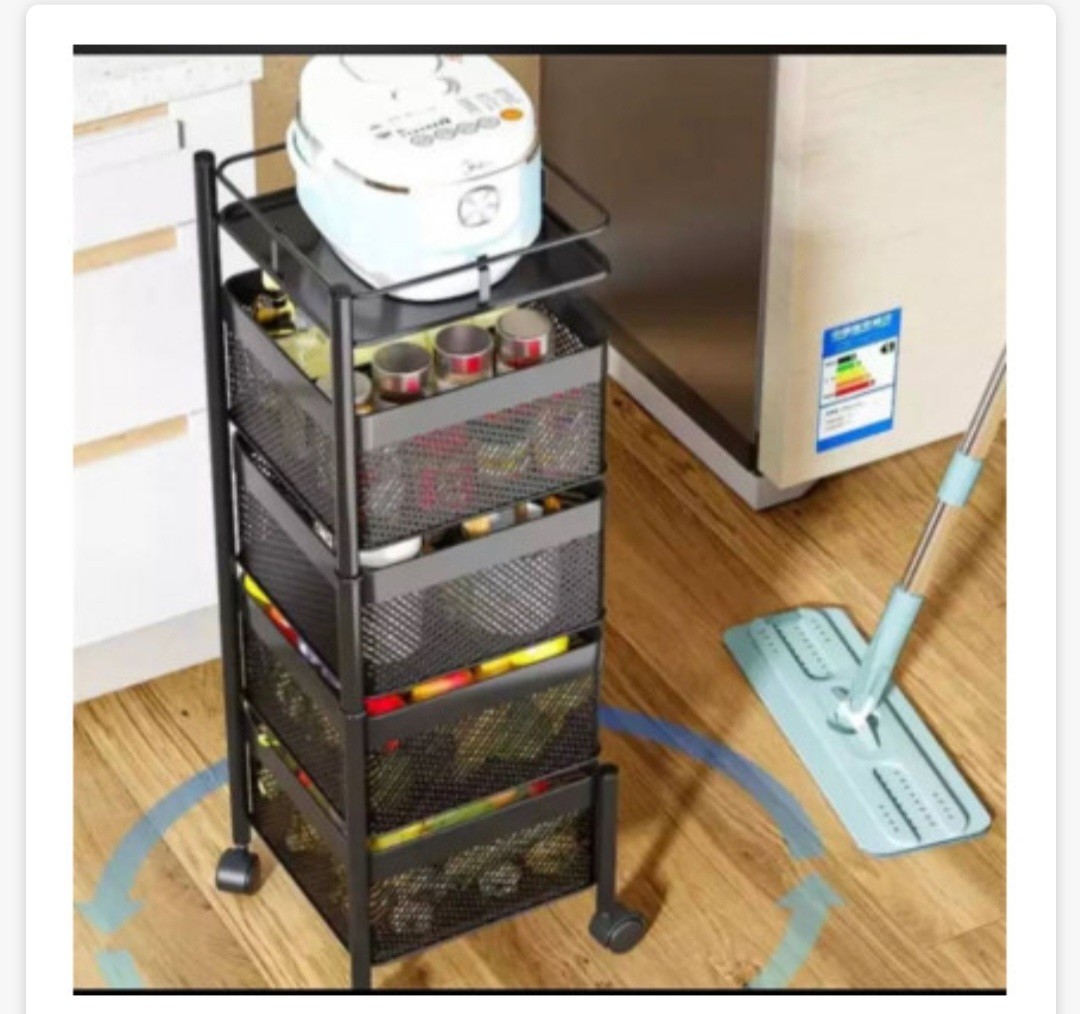 étagère de rangement pour légumes et fruits, avec 4 roues