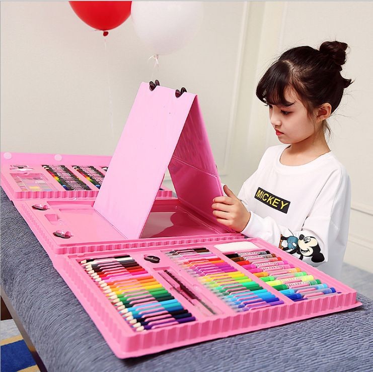Ensemble De Stylos À Aquarelle, Pastels À L'huile Et Crayons De Couleur, 208 Pièces Pour Etudiants, Outil De Peinture Artistique Pour Enfants