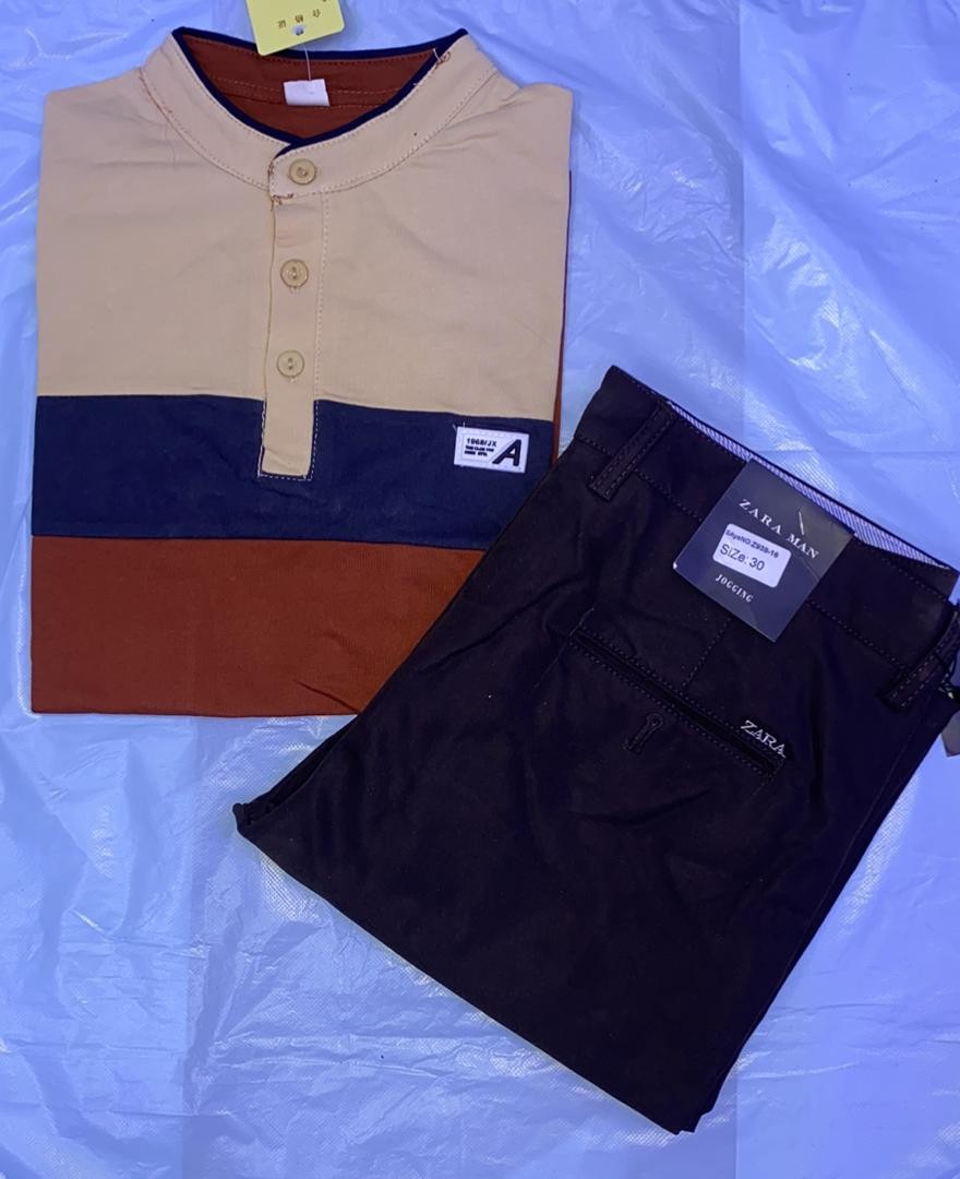 Ensemble Pantalon Et T-shirt Courte Manche En Coton 100% Pour Les Les Garçons Âgés Des 9 À 12 Ans Pour  Les  Études, Les Cérémonies Les Événements