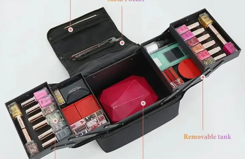 Sac À Cosmétiques De Grande Capacité Pour Femmes, Étui De Maquillage À Plusieurs Couches, Valise De Manucure Et De Coiffure, Organisateur De Rangement D'outils De Voyage