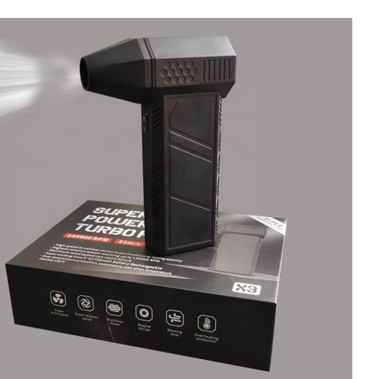 Pistolet à air comprimé sans balais, sèche-cheveux électrique, mini ventilateur turbo violent, ventilateur à jet turbo polyvalent, 130000 tr/min