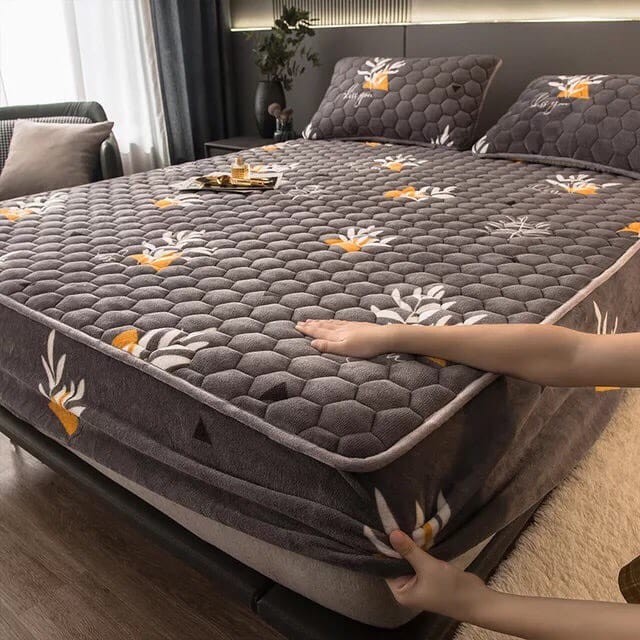 Drap Housse Matelassé Avec 2 Oreillers En Velours Coton D’une Qualité Exceptionnelle, Luxe, Qualité Supérieure, Design Élégant, Sommeil Réparateur, Durabilité