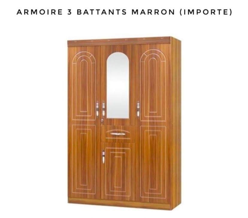 Armoire 3 Battants Marron Importés En Bois