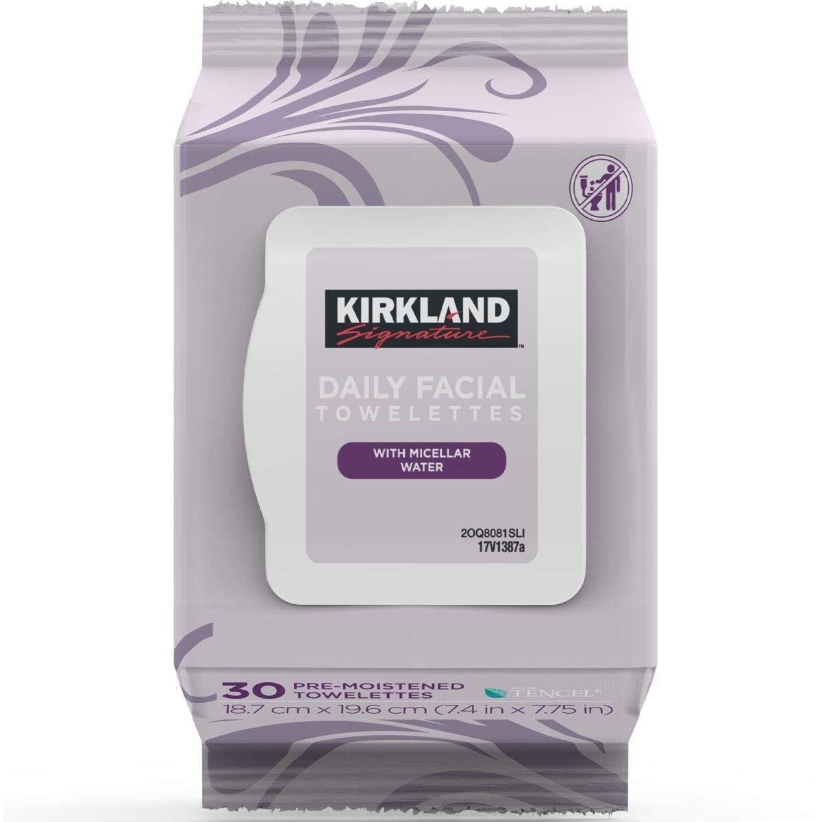 KIRKLAND Démaquillant Lingettes nettoyantes pour le visage paquet de 30