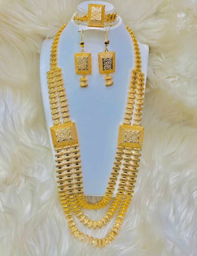 Ensemble De Bijoux, Pour Femmes, Collier, Boucles D'oreilles, Bracelet, Couleur Or, Cadeaux De Mariage