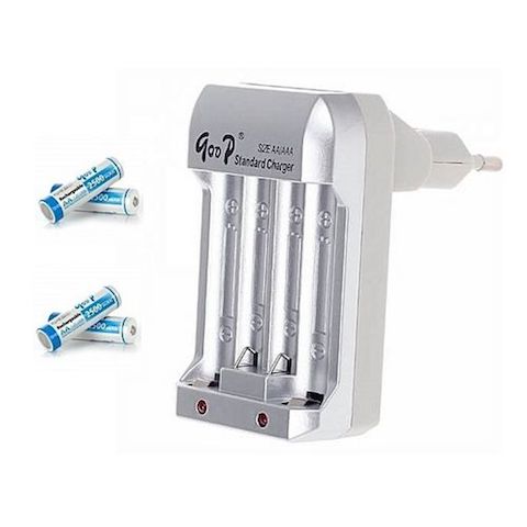 Batteries Rechargeables - 1.2V - 800mAh AA NI-MH - 4 Pièces - avec Chargeur