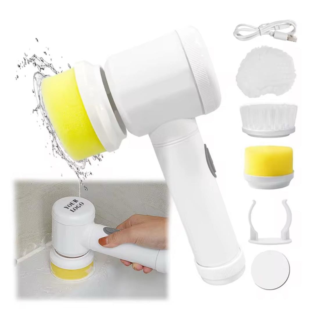 Épurateur électrique rechargeable portable avec éponge pour nettoyer la salle de bain, les carreaux, la vaisselle, le coulis, les murs et la cuisine (3 en 1)