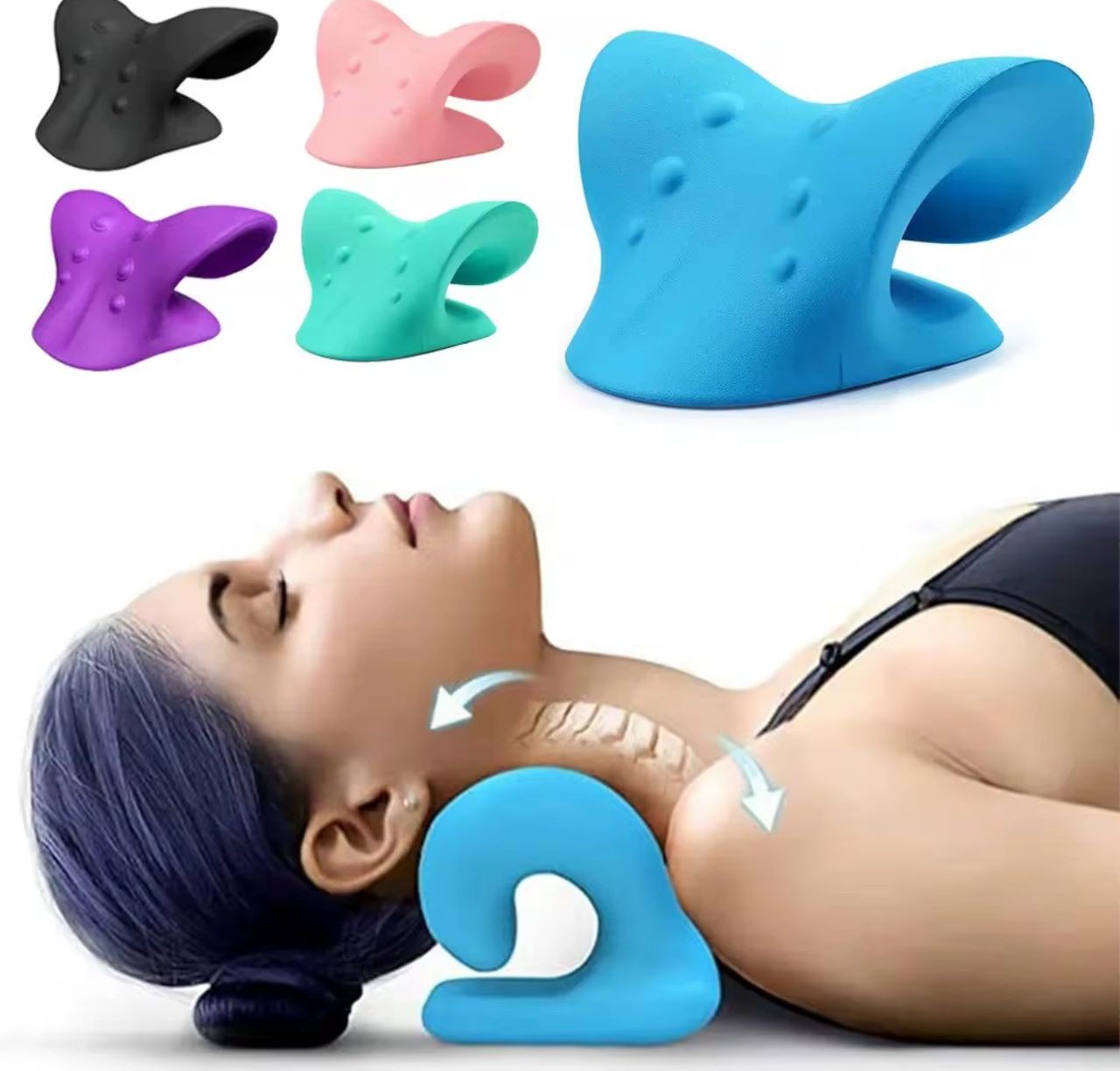 Relaxant pour le cou et les épaules Traction du cou Oreiller de traction chiropratique pour la gestion de la douleur et l'alignement de la colonne cervicale