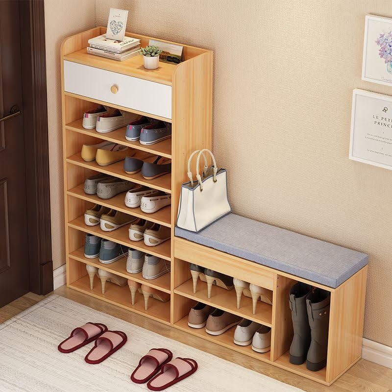 Armoires À Chaussures Multicouches, Porte De Maison Nordique Avec Tabouret De Changement De Chaussures, Meuble De Salon, Porte-chaussures De Grande Capacité