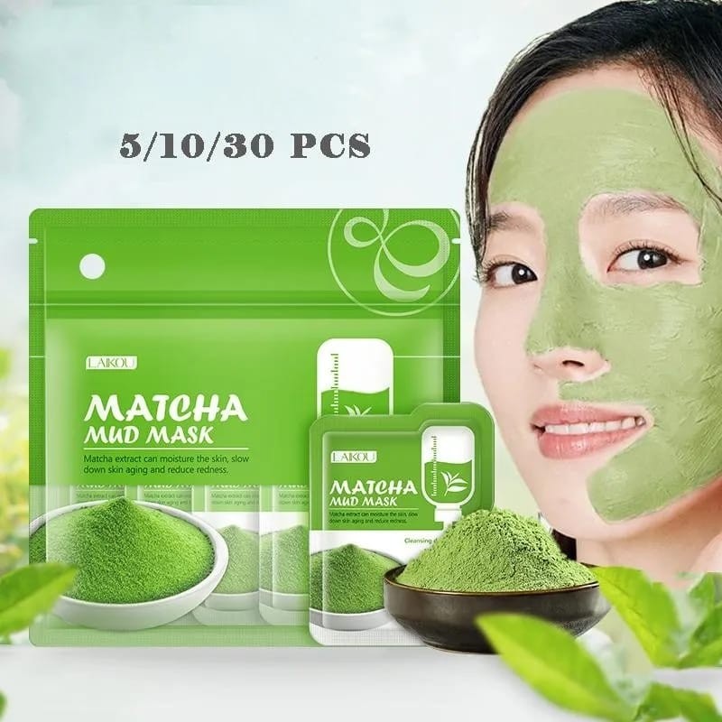Masque de boue faciale au thé vert matcha, élimine les points noirs, réduit les rides, nourrit, hydrate, améliore le teint général, meilleur antioxydant, peau d'apparence plus jeune, tous les types de
