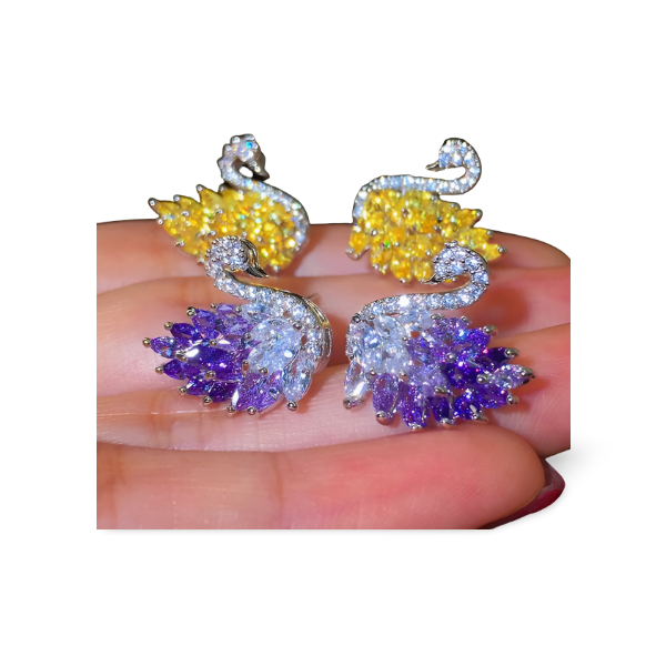 Bagues D'animaux De Couleur Cristal Pour Femmes, Bijoux A La Mode, Paon Doré/Argenté, Accessoires Pour Filles, Nouvelle Collection