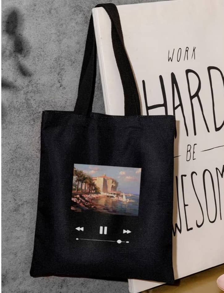 Cabas en lin réversible