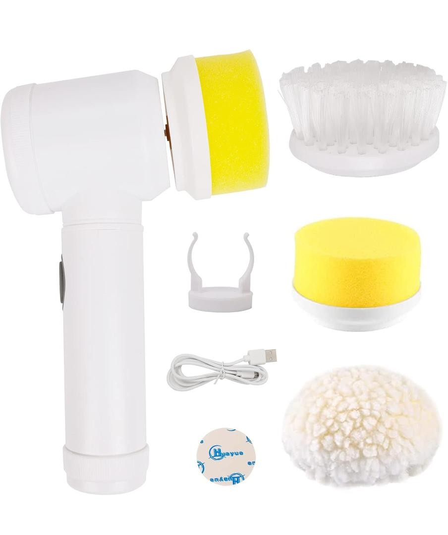 Épurateur électrique rechargeable portable avec éponge pour nettoyer la salle de bain, les carreaux, la vaisselle, le coulis, les murs et la cuisine (3 en 1)