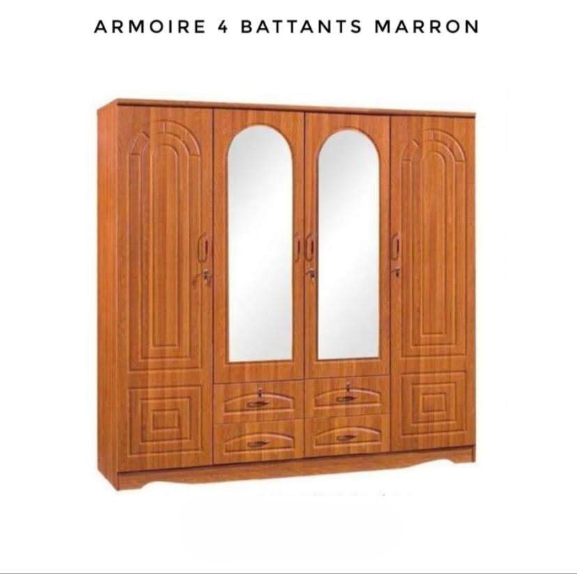 Armoire 4 Battants Marron Importés En Bois