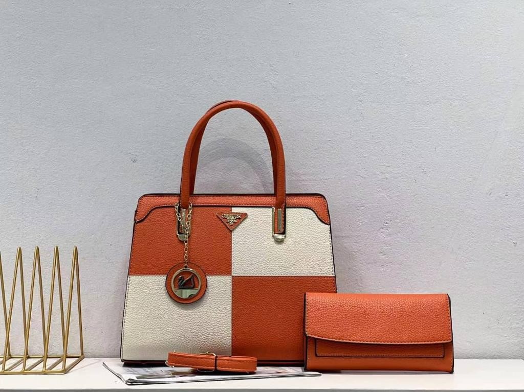 Ensemble Sac À Main 2 Pièces Bicolore En Cuir Pour Les Femmes Pour Les Dames Pour Les Grandes Cérémonies