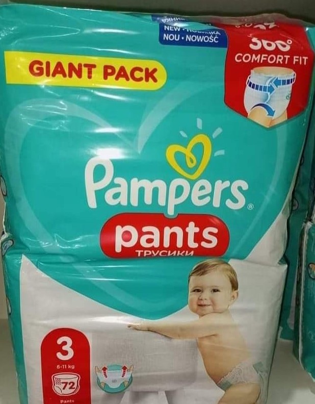 Couche Giant Pack Pampers Pants  Taille 3 Enfant (6-11kg) 72 Couches