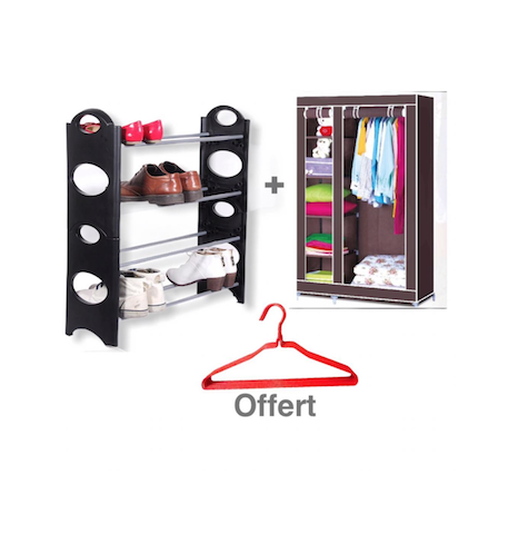 Pack 2 Battants + Range-chaussures + 10 Cintres