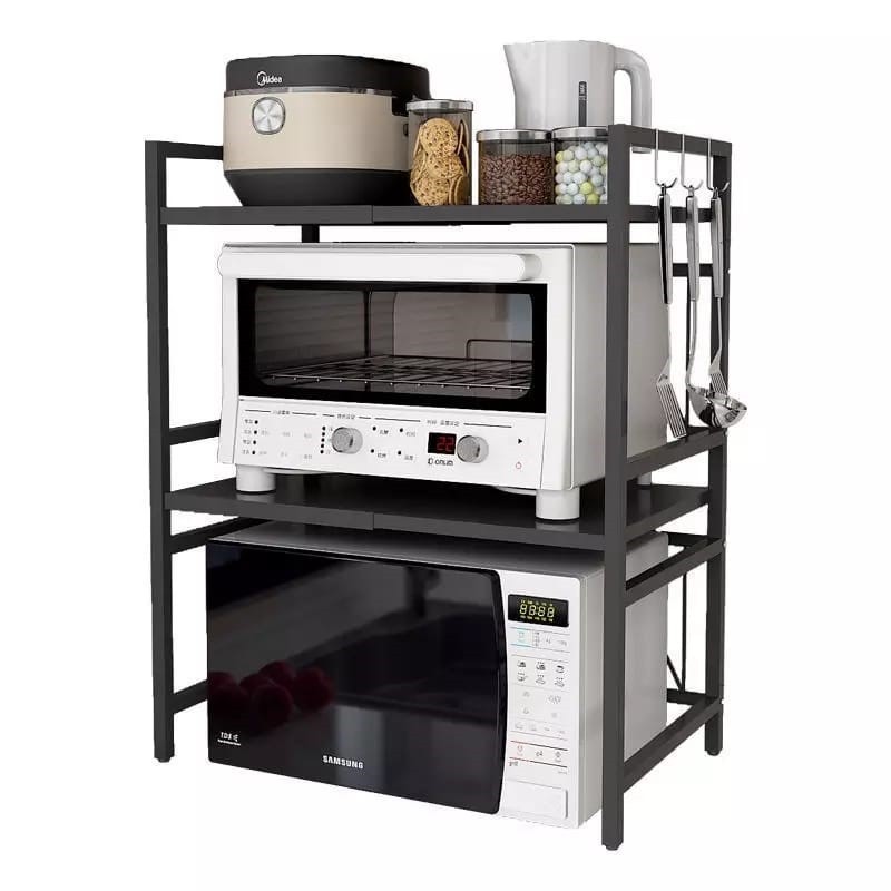 Etagère De Cuisine Micro Ondes Extensible 2 Niveaux Rangement Meuble Support Micro-Ondes 40-60 cm x 32 cm x 78 cm Vinteky