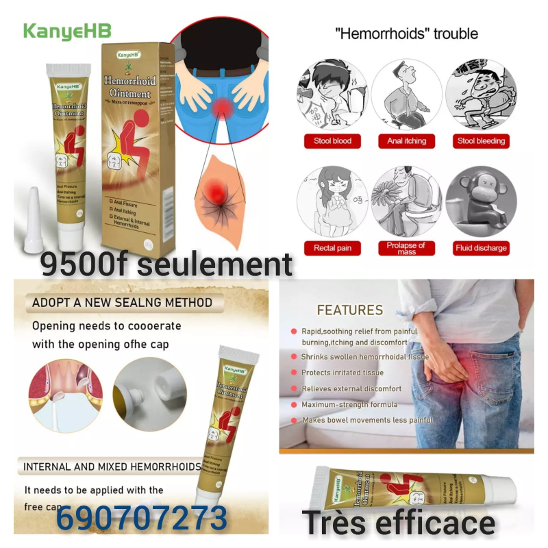 Pommade Hemorrhoid Très Efficace, Pommade Efficace Contre Les Hémides, Crème Contre Les Démangeaisons, Inconfort Brûlant, Instituts Multi-Symptômes, 20g