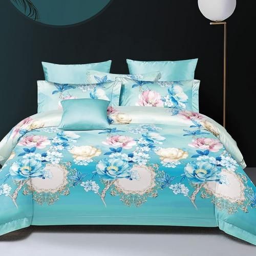 Drap Double Lit + 2 Oreillers - 100% Coton - Motif Fleuris Rose