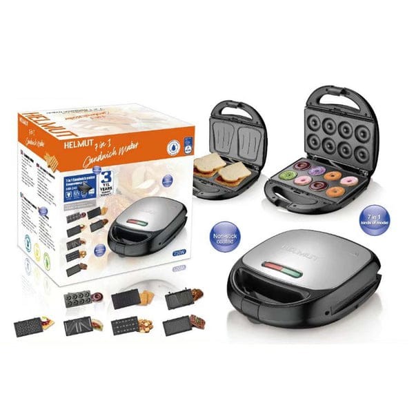 Appareil A Croque-Monsieur En Acier Inoxydable, 7 En 1 Noir Gris