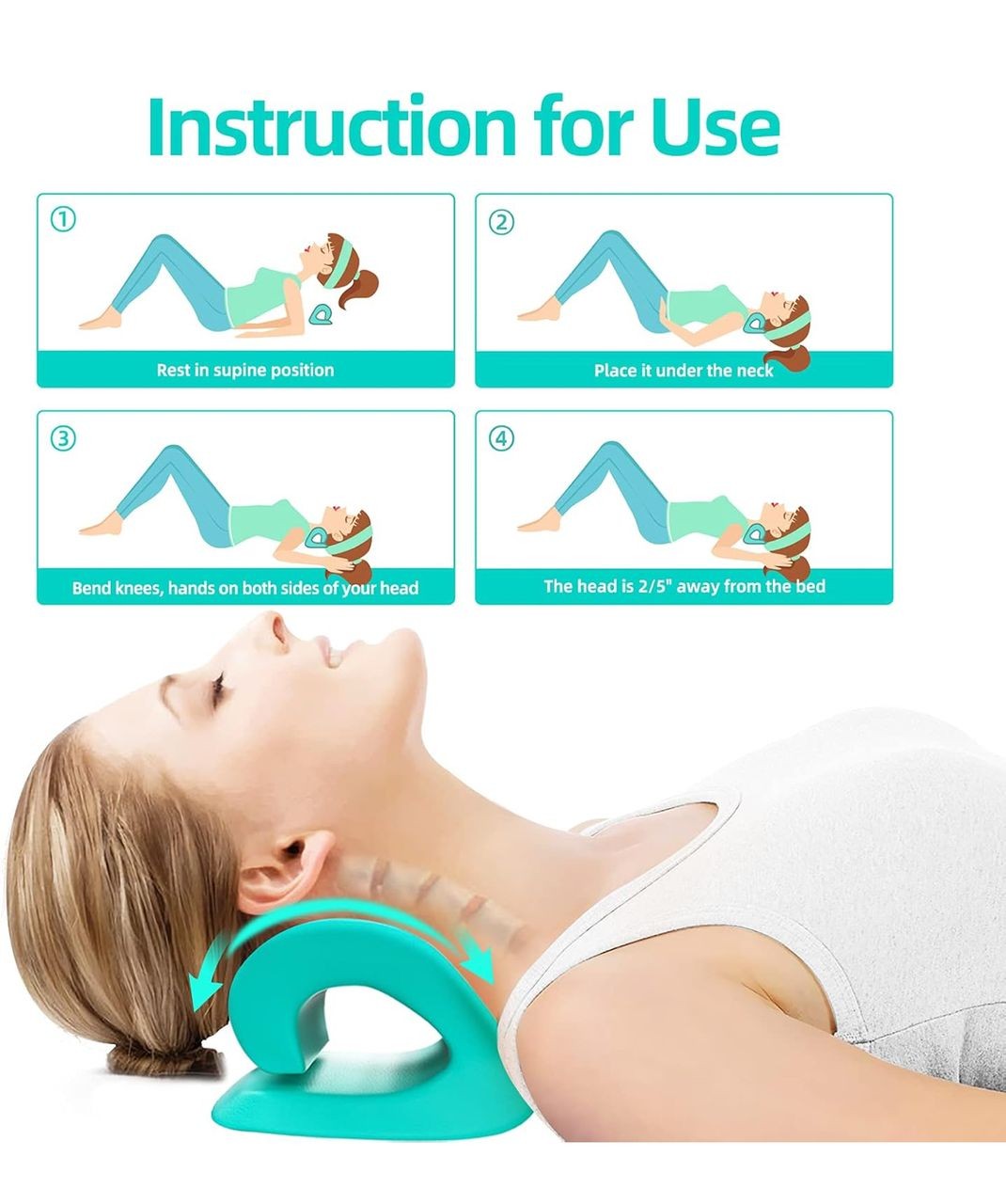 Relaxant pour le cou et les épaules Traction du cou Oreiller de traction chiropratique pour la gestion de la douleur et l'alignement de la colonne cervicale