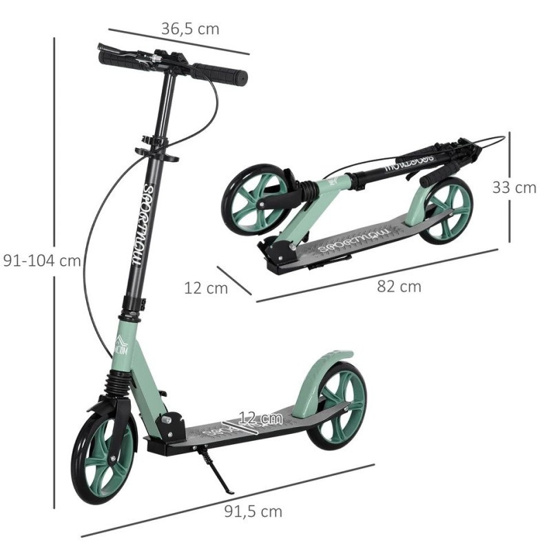 Trottinette pour adultes, adolescents, pliable, léger, réglable, charge maximale de 100 kg
