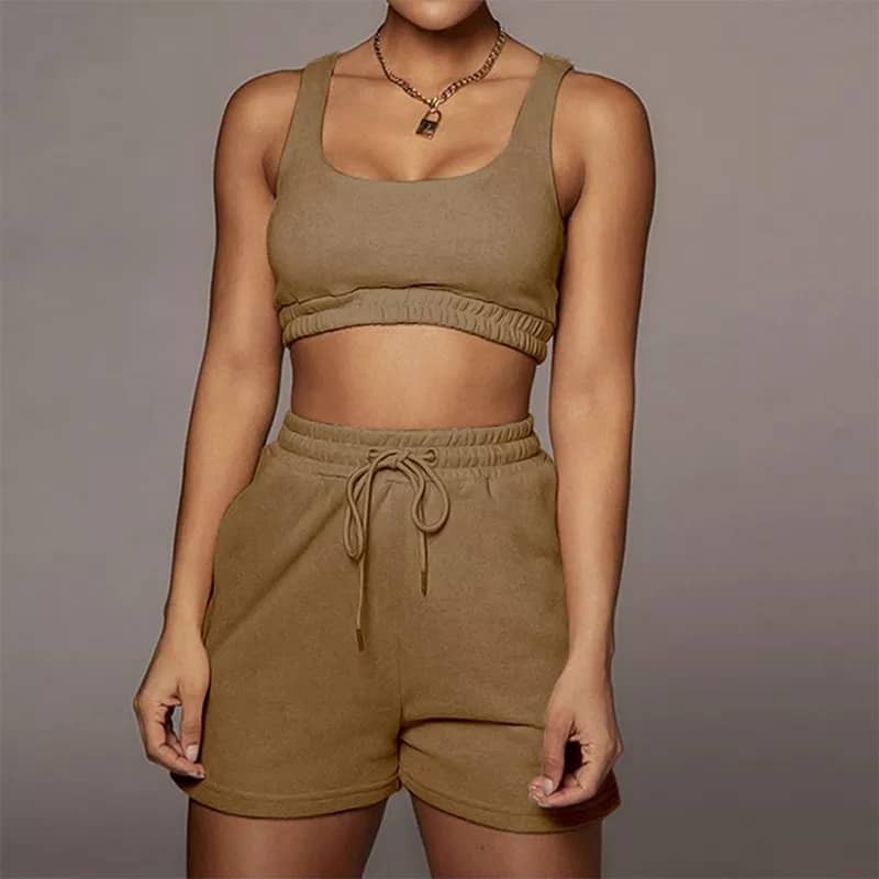 Ensemble De Sport Deux Pièces Pour Femme, Haut Court Et Short De Proximité, Ensemble Assressenti, Yoga, Été