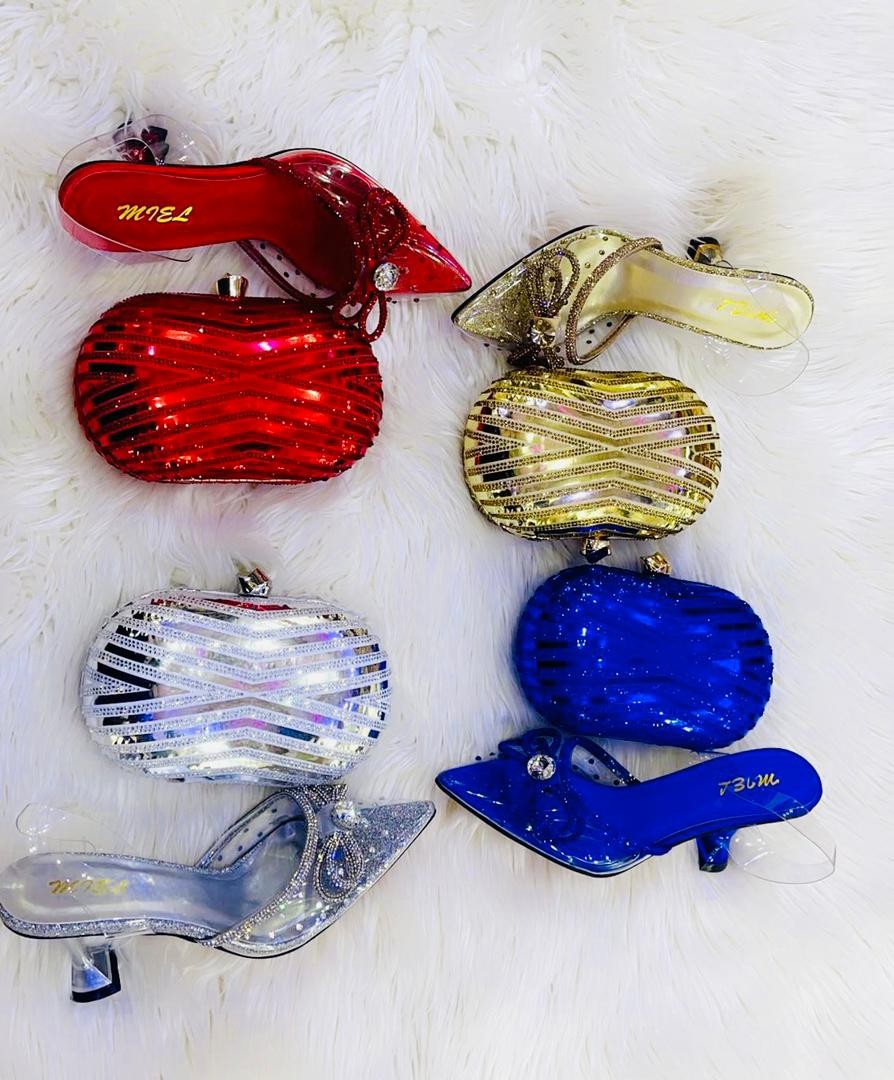 Ensemble De Chaussures Africaines, Sac A Main Assorti Pour Robe