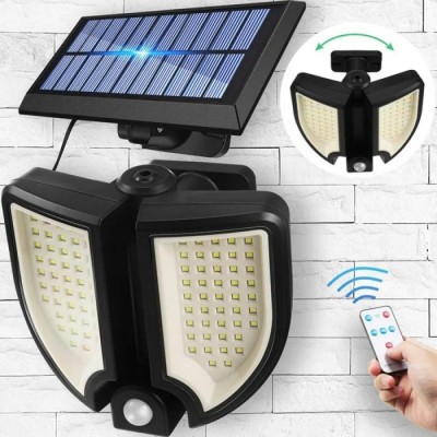 Lampes Solaires Pour Extérieur, 90 LED Lampe Solaire D'extérieur Avec Détecteur De Mouvement, Etanchéité Avec Télécommande