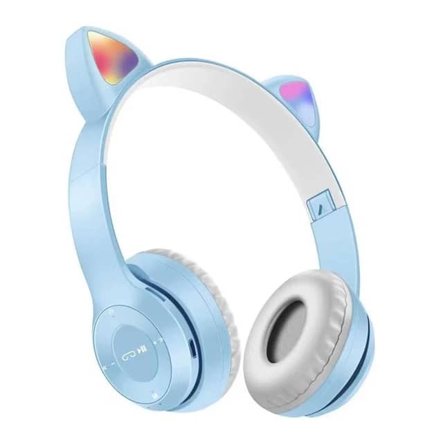 Mignon Chat Oreille Casque Sans Fil avec Micro LED Enfants Filles Stéréo Téléphone Musique Bt Casque Gamer Cadeau