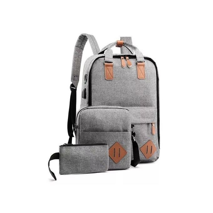 Ensemble Sac à Dos 3 Pièces Backpack SMART  Gris