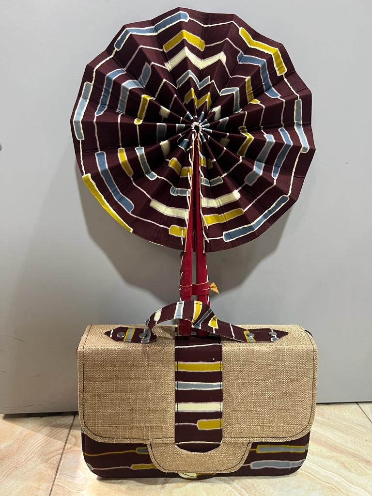 Pack 2 Pièces Pochette En Wax Et Raphia