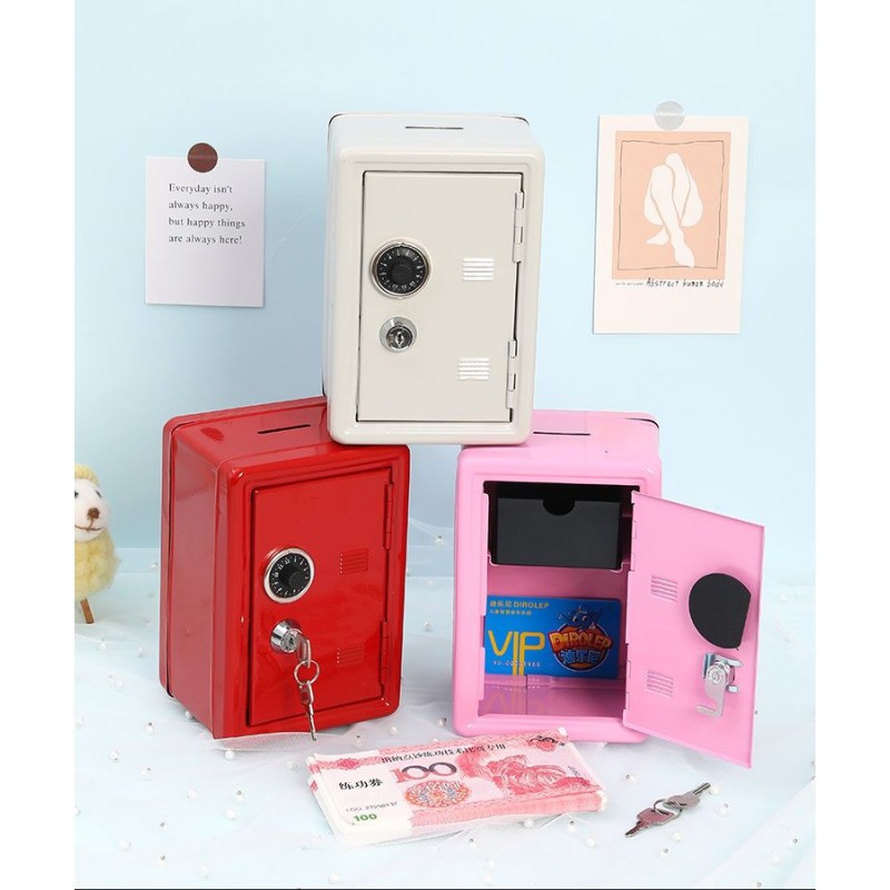 Mini Coffre-fort en métal, caisse de rangement pour bijoux, caisse d'épargne secrète 15x12x8cm