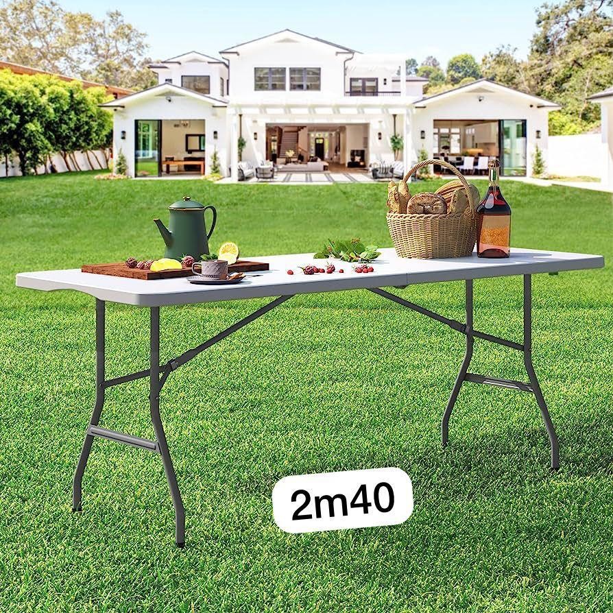 Table Pliante En Plastique Portable, Pique-Nique En Plein Air, Camping, Salle À Manger, Fête Intérieure Très Tendance Et Très Pratique.