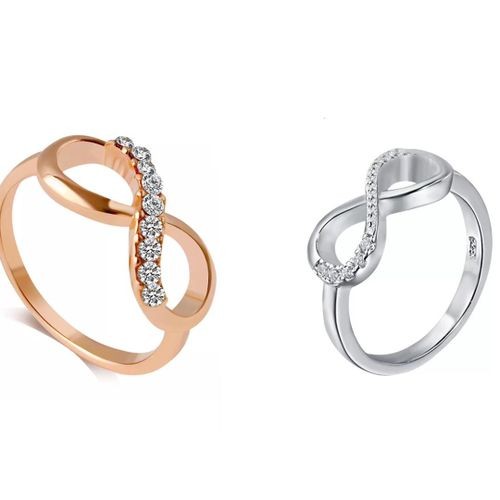 Gold africa 2 x Bague - Dorée/Argentin - Infinity Strass- Boite offerte