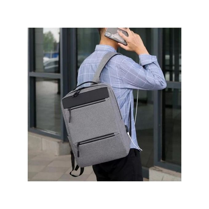 Sac À Dos À Port USB, Qualité Garantie, Bleu, Fabriqué En Tissu Polyester Résistant À L'eau Et Durable Avec Des Fermetures À Glissière En Métal