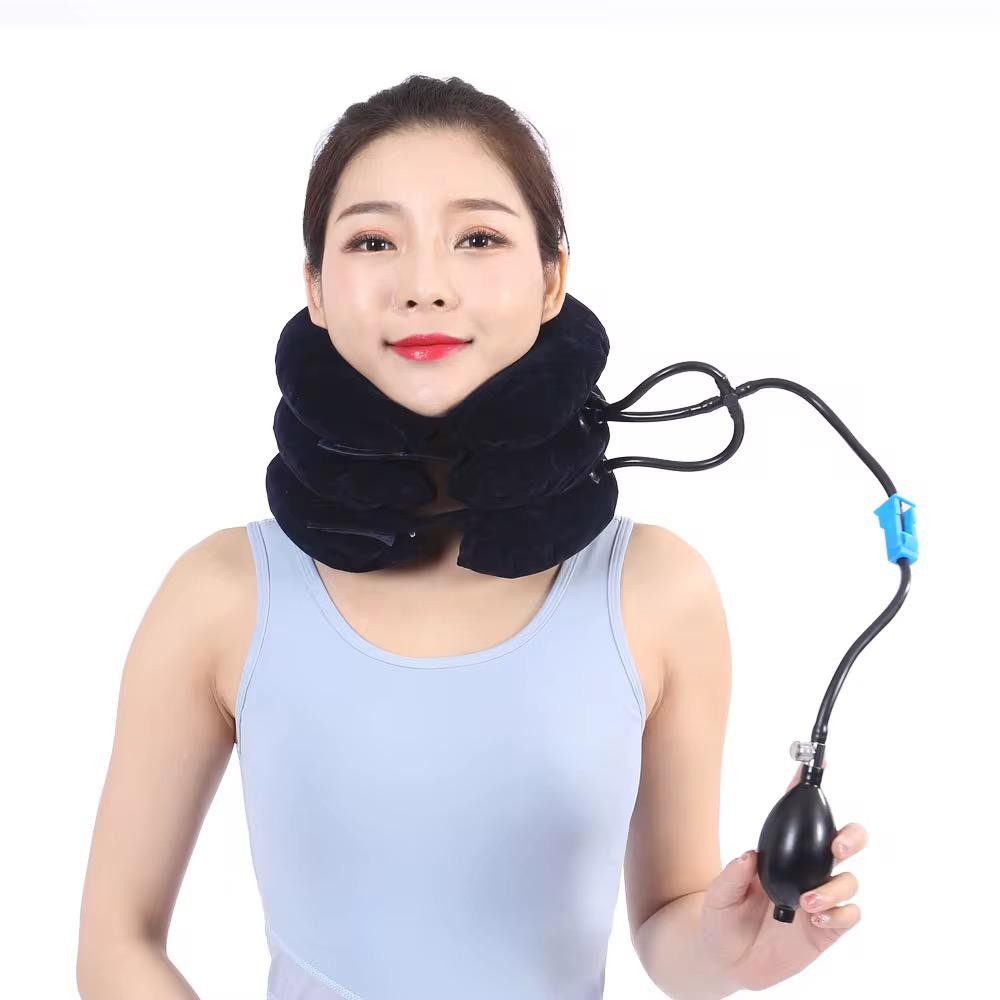 Civière de cou Gonflable Air Cou Appareil De Traction Dispositif Doux Cou Cervical Collier Oreiller Douleur Stress Soulagement De La Douleur Tracteur