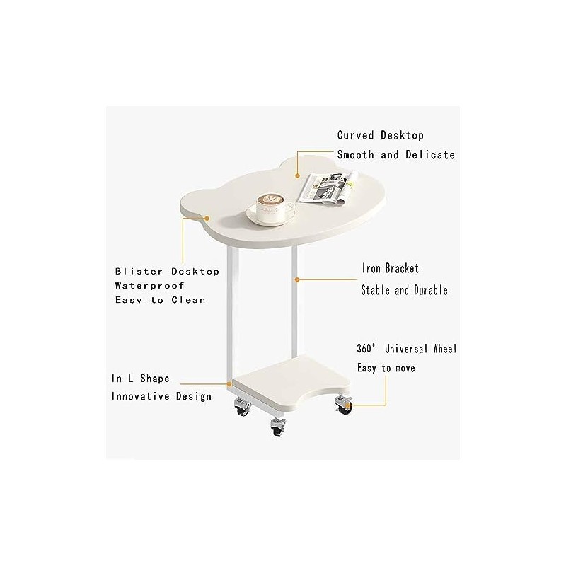 Table D'appoint Bout de Canapé Mignon en Forme d'ours avec Roues Universelles